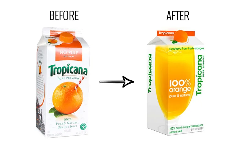 Biggest marketing and branding fails of US 3 Tropicana Packaging before after